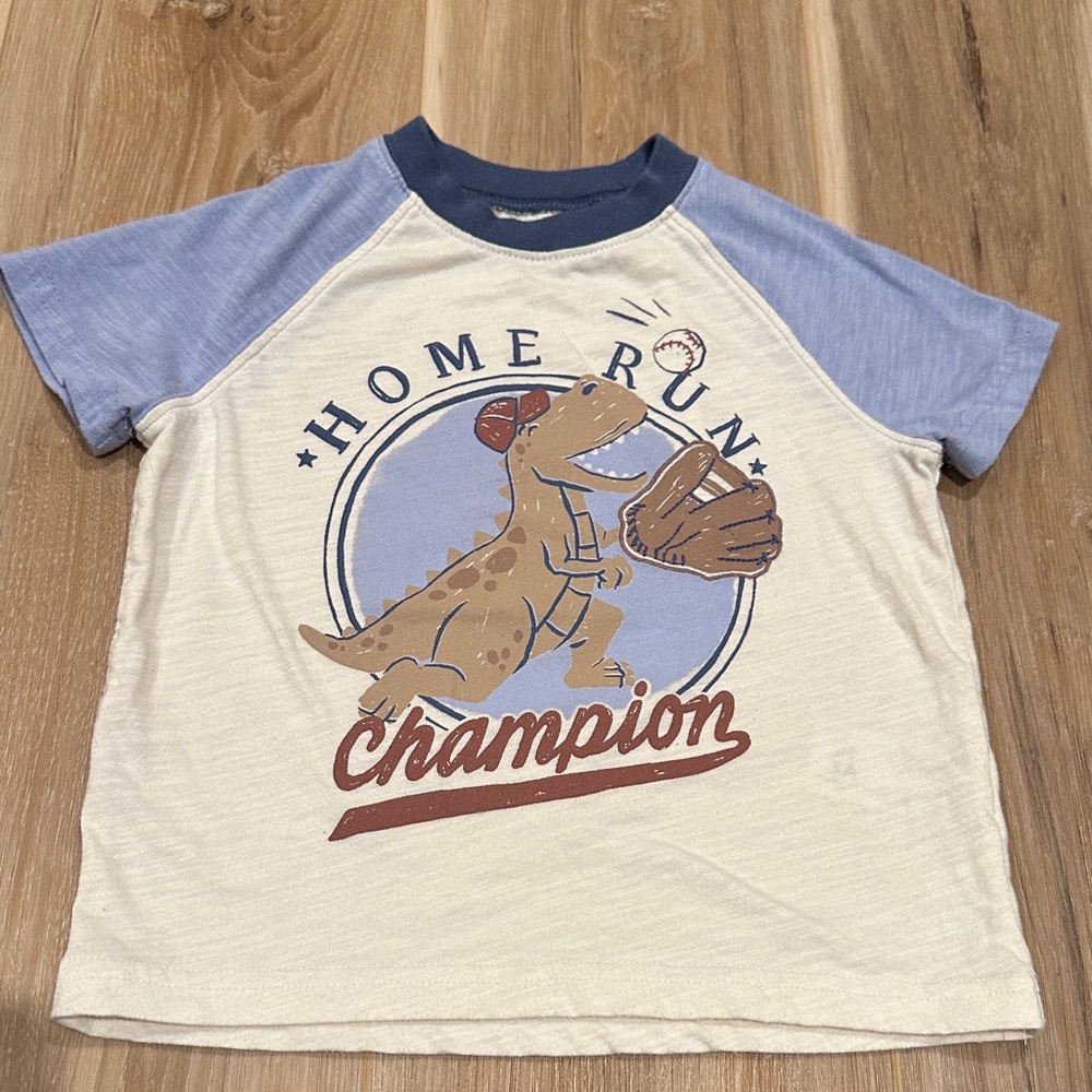 Carter's Cream and Blue Dinosaur Tee